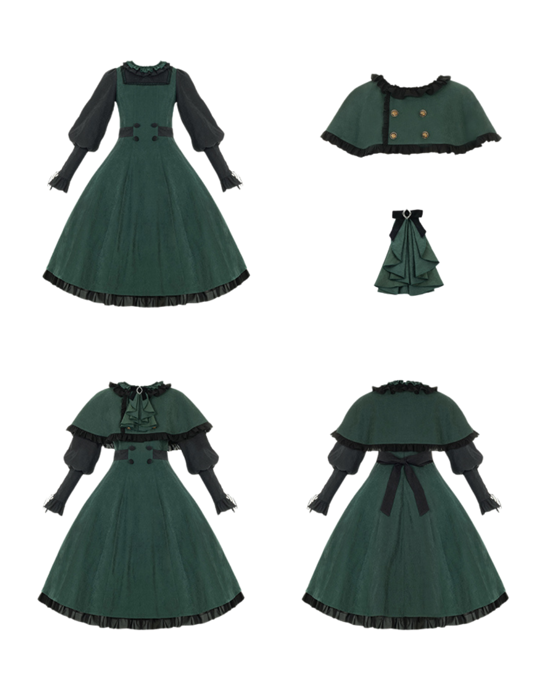 [Classic Lolita] Green Elegant Dress 【FULLSET】