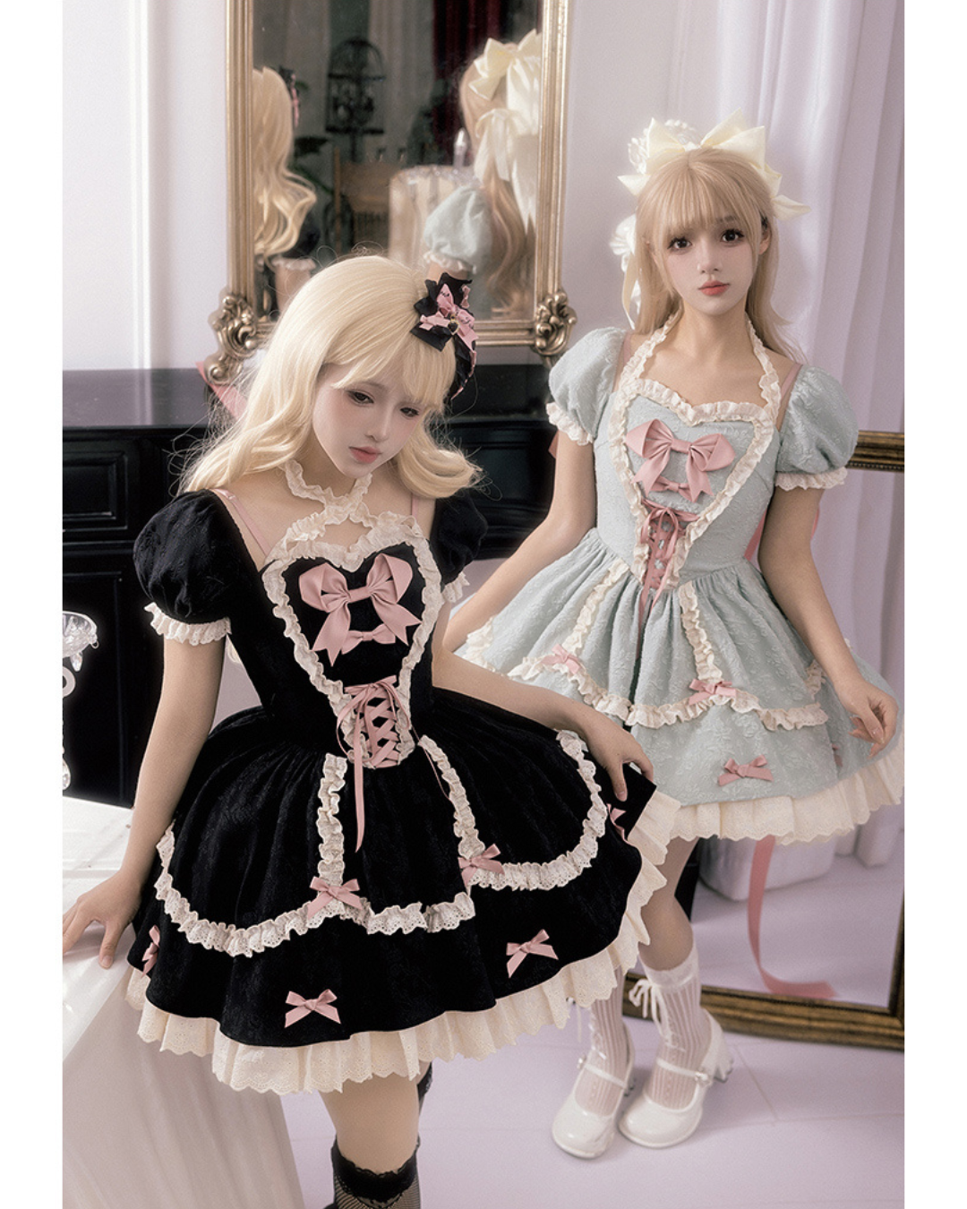 [Sweet Lolita] Maid Motif Ribbon Dress