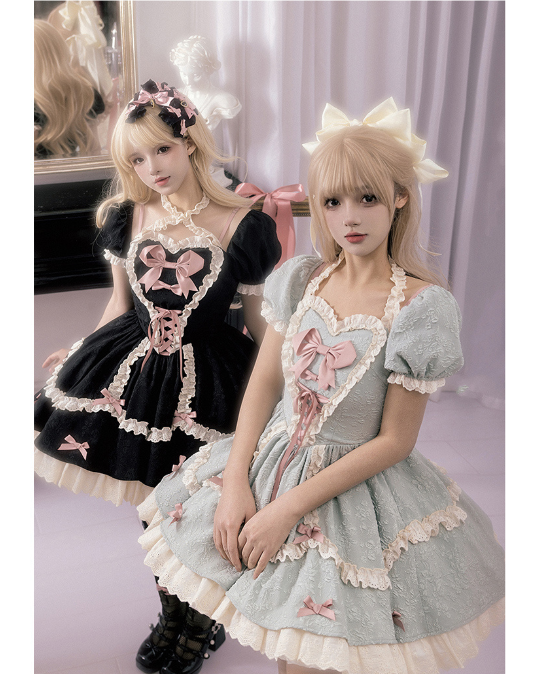 [Sweet Lolita] Maid Motif Ribbon Dress