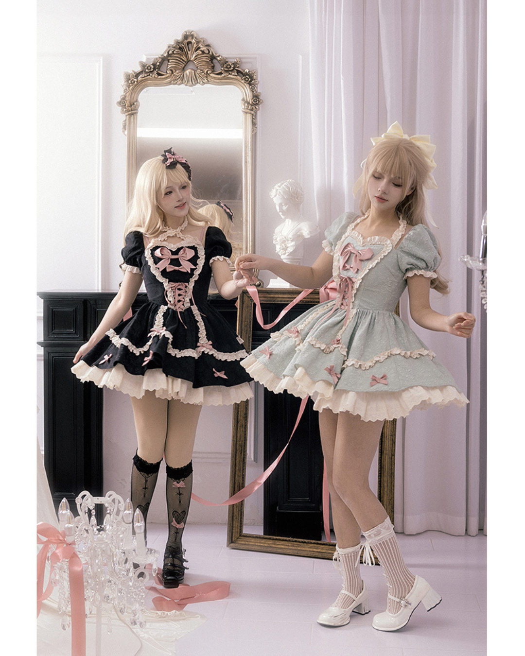 [Sweet Lolita] Maid Motif Ribbon Dress